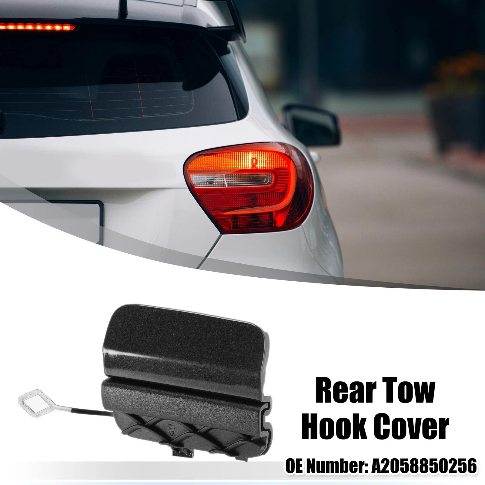 Rear Bumper Tow Hook Eye Hole Cover for Mercedes-Benz W205 (2015–2020) Gray