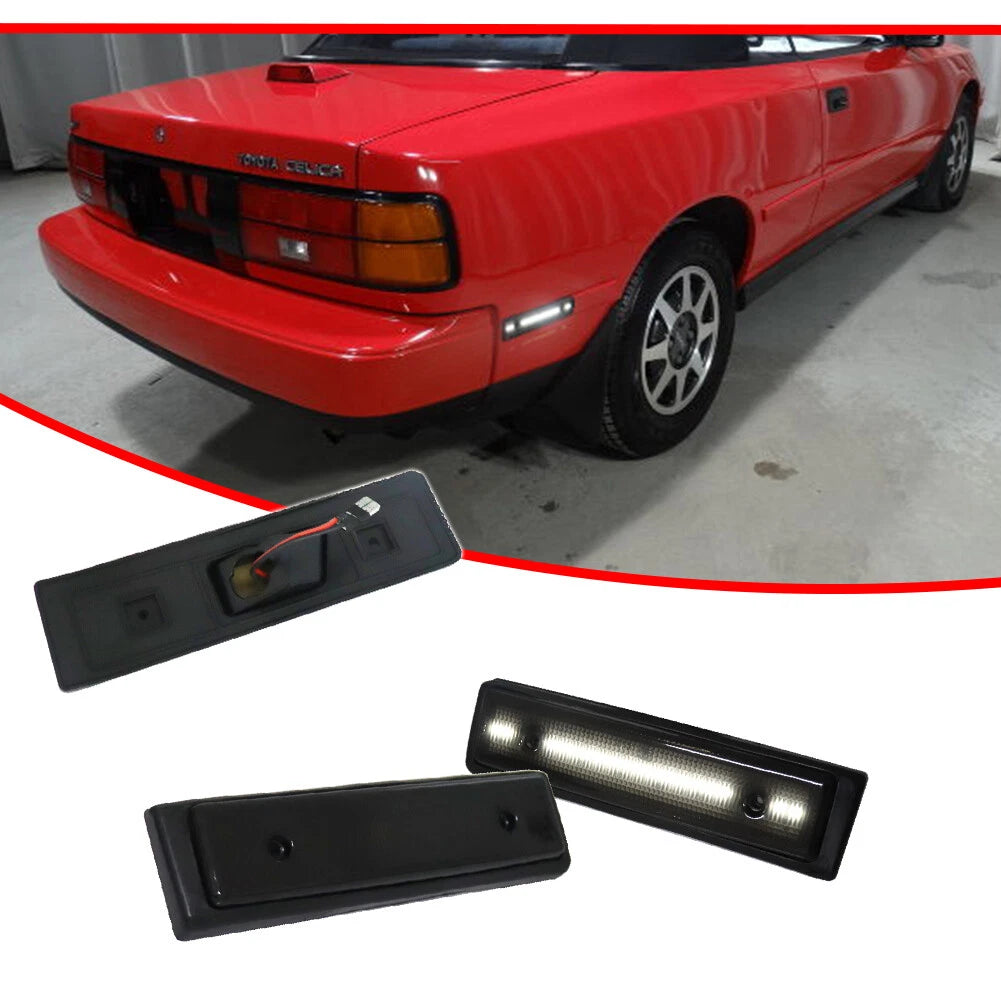 2X Smoked White LED Rear Bumper Side Marker Lights for Toyota Celica (1986–1989)