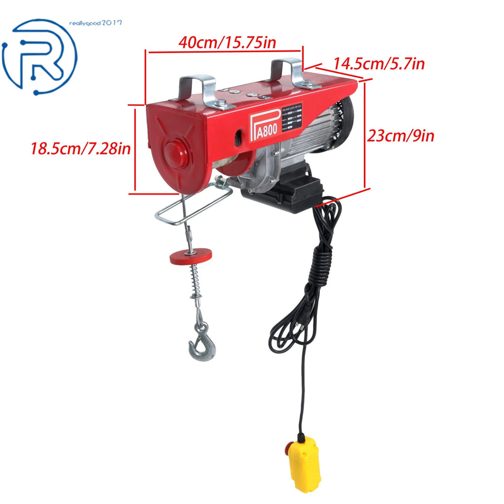PA800 Mini Electric Hoist 1760lbs 14ft Wired Remote Control 110V 1350W