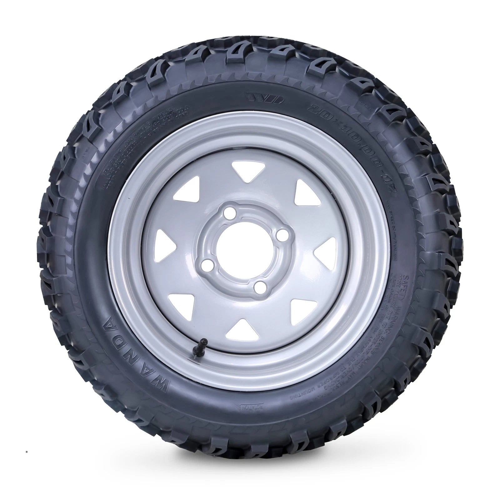 Set of 4 Golf Cart Tire Assembly 20X10X12 with 4x4" PCD ET-25.4 Silver Wheel 14051