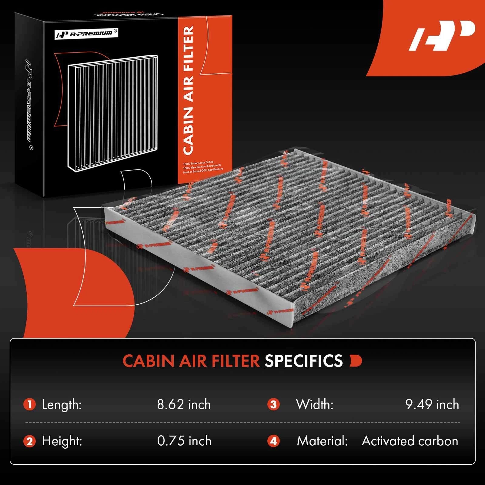 2X Activated Carbon Cabin Air Filter for Chrysler 200 Jeep Cherokee (2011–2017)