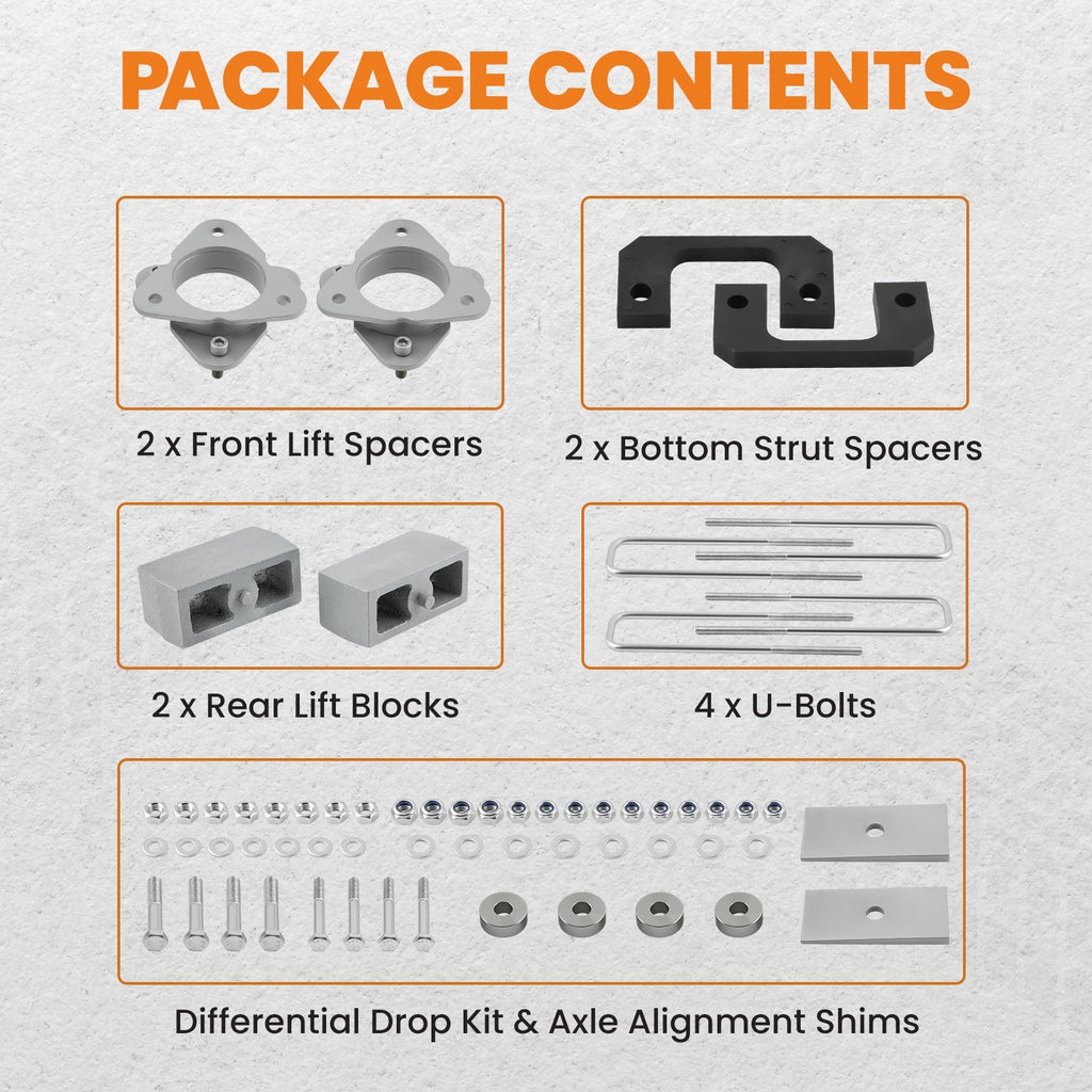 3.5" Front 3" Rear Level Lift Kit for Chevrolet Silverado 1500 4X4 (2008–2017)