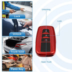 Silicone Smart Key Fob Case Cover for Toyota (2018–2021) Carbon Fiber Red
