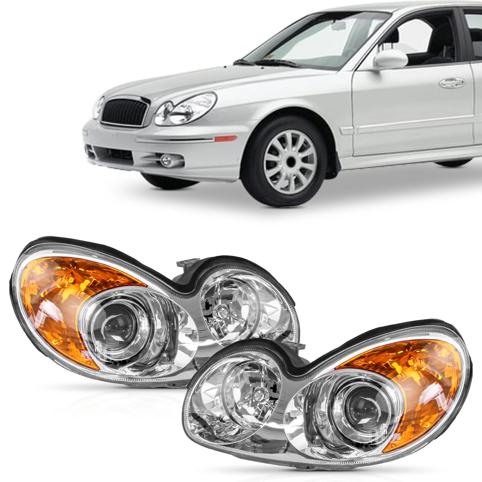Set of 2 Headlights for Hyundai Sonata (2002–2005)