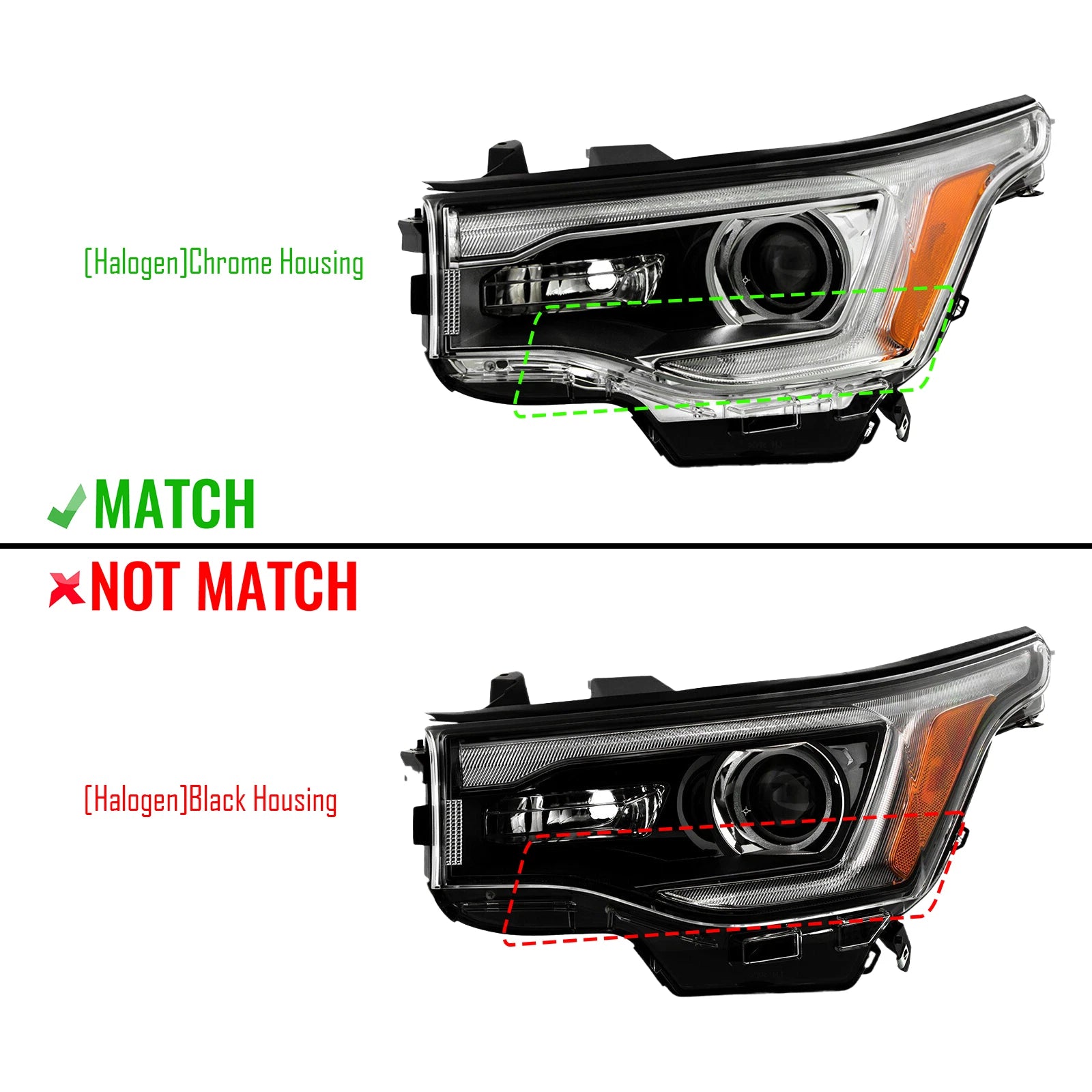 LED Headlight Lamp for GMC Acadia (2017–2019) Chrome Driver LH Bulb