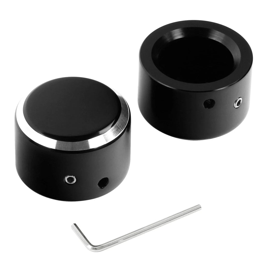 Black Front Axle Nut Covers for Harley Electra Road Glide Sportster
