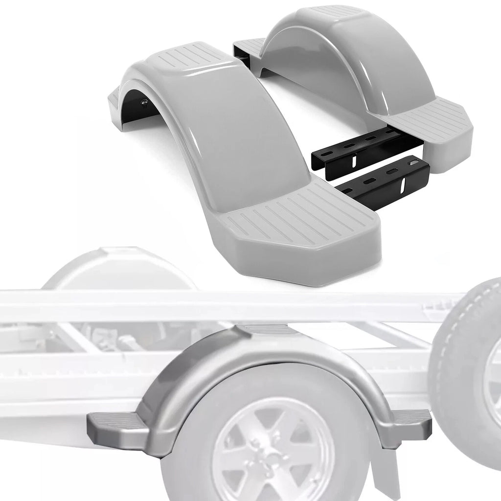 Set of 2 Single Axle Trailer Fenders w/ Steps for 12" Wheels