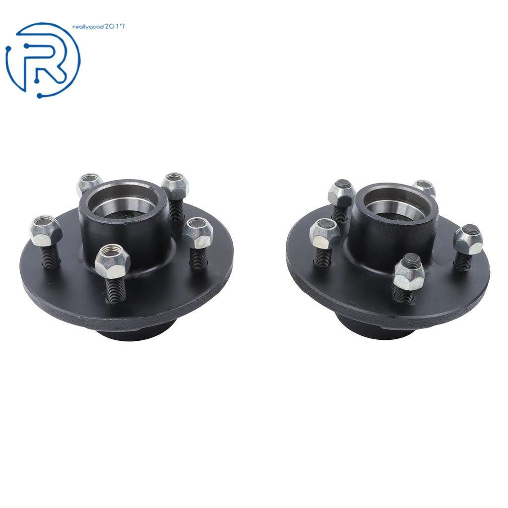 Set of 2 Trailer Axle Hub Assemblies for 3500 lbs (5-Lug, Pre-Greased)