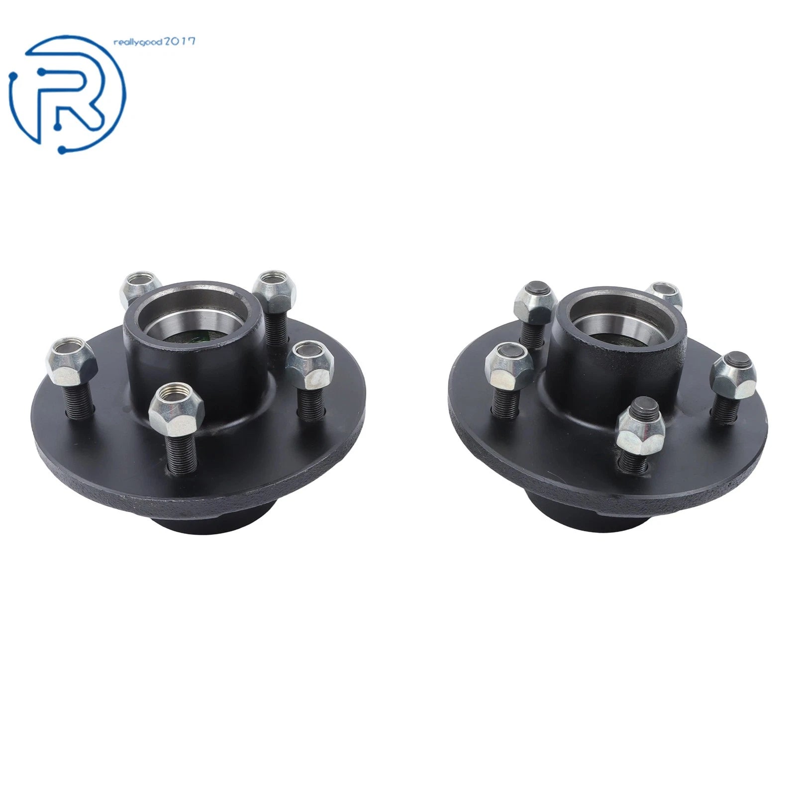 Set of 2 Trailer Axle Hub Assemblies for 3500 lbs (5-Lug, Pre-Greased)