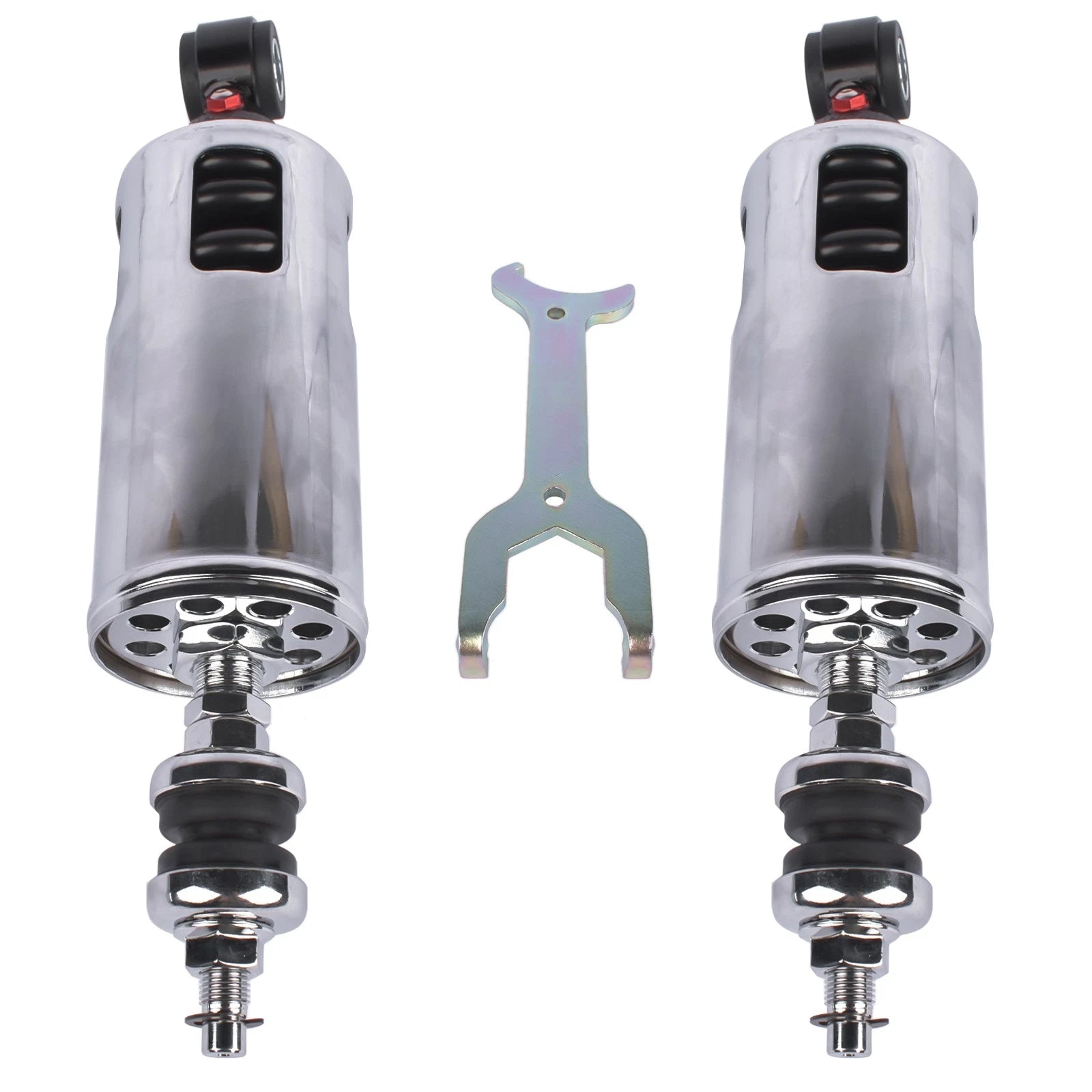 2X Adjustable Chrome Rear Suspension Shocks for Harley Softail (2000-2017)