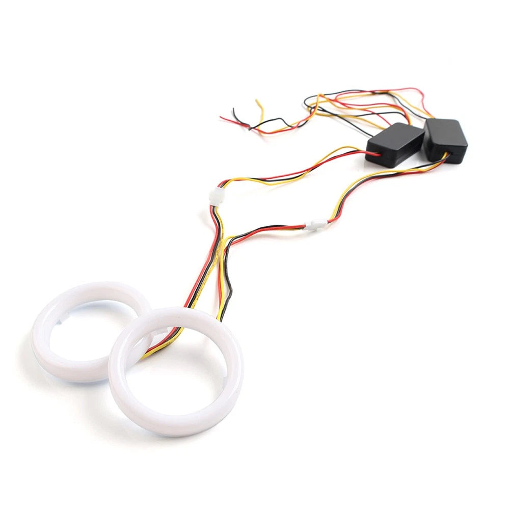 2X 90MM Switchback LED Angel Eyes Halo Rings for Car Headlight Retrofit