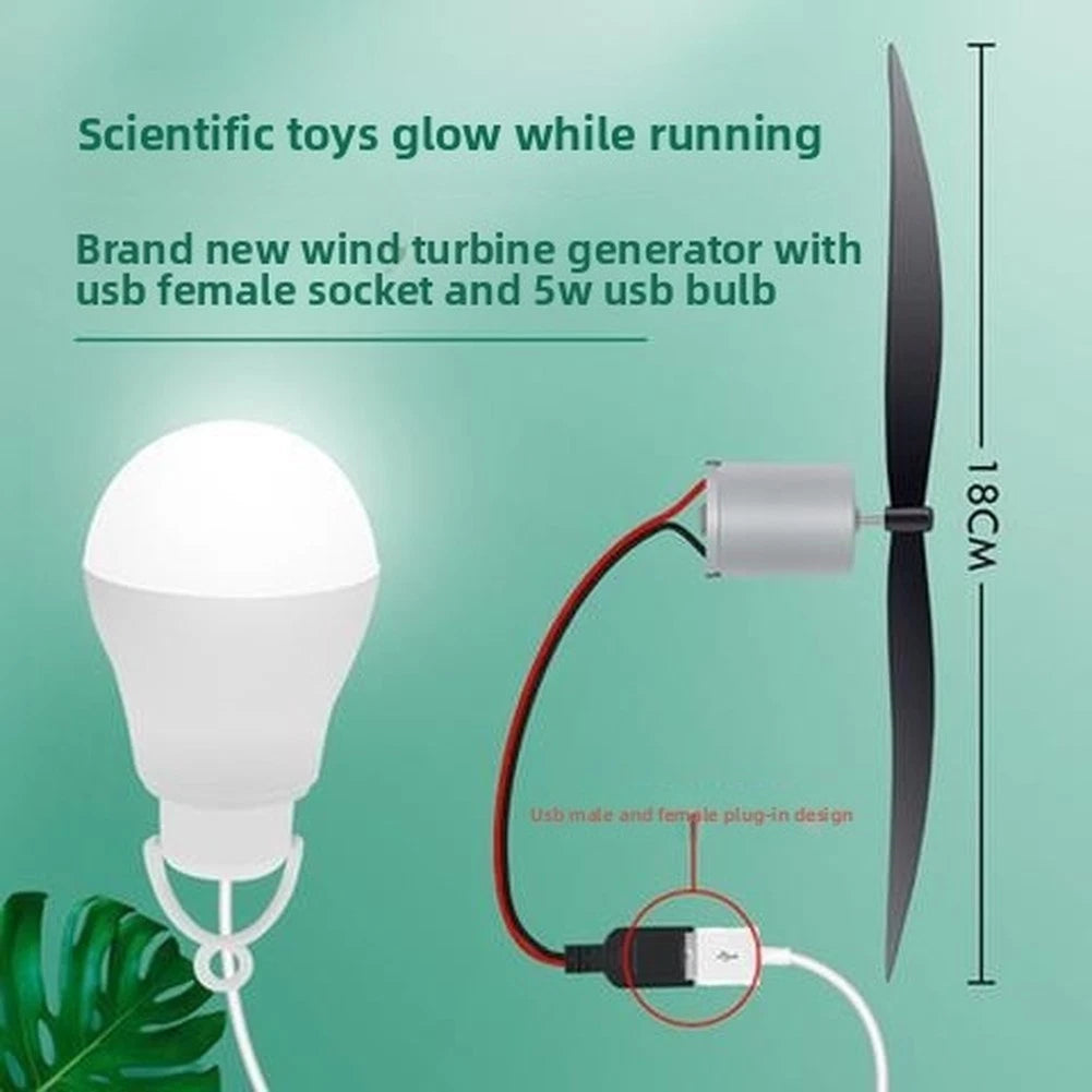 Wind Turbine Generator Fan Motor with LED Bulb (18cm)