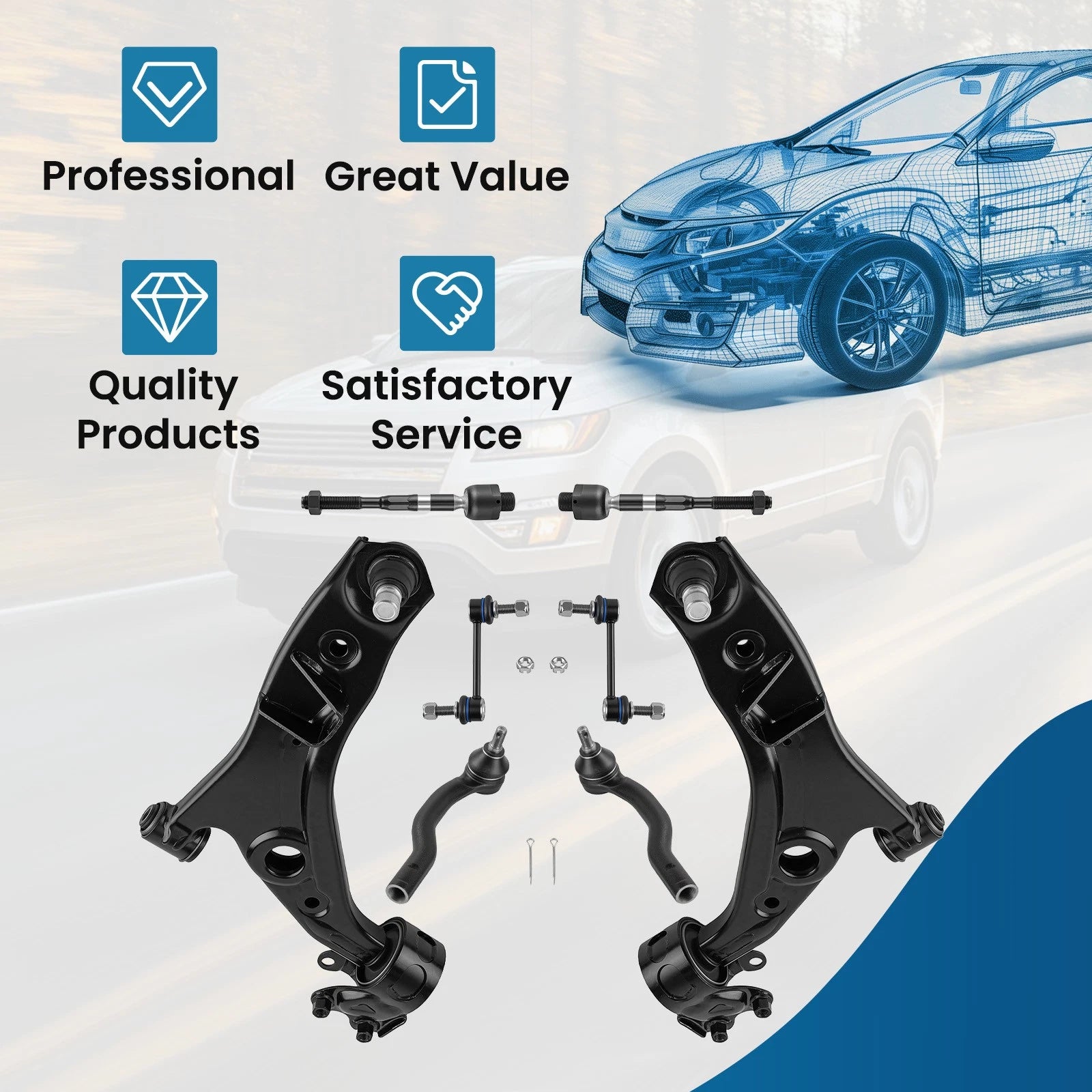Set of 2 Lower Control Arms Kit for Lincoln MKX (2007–2015) 3.7L