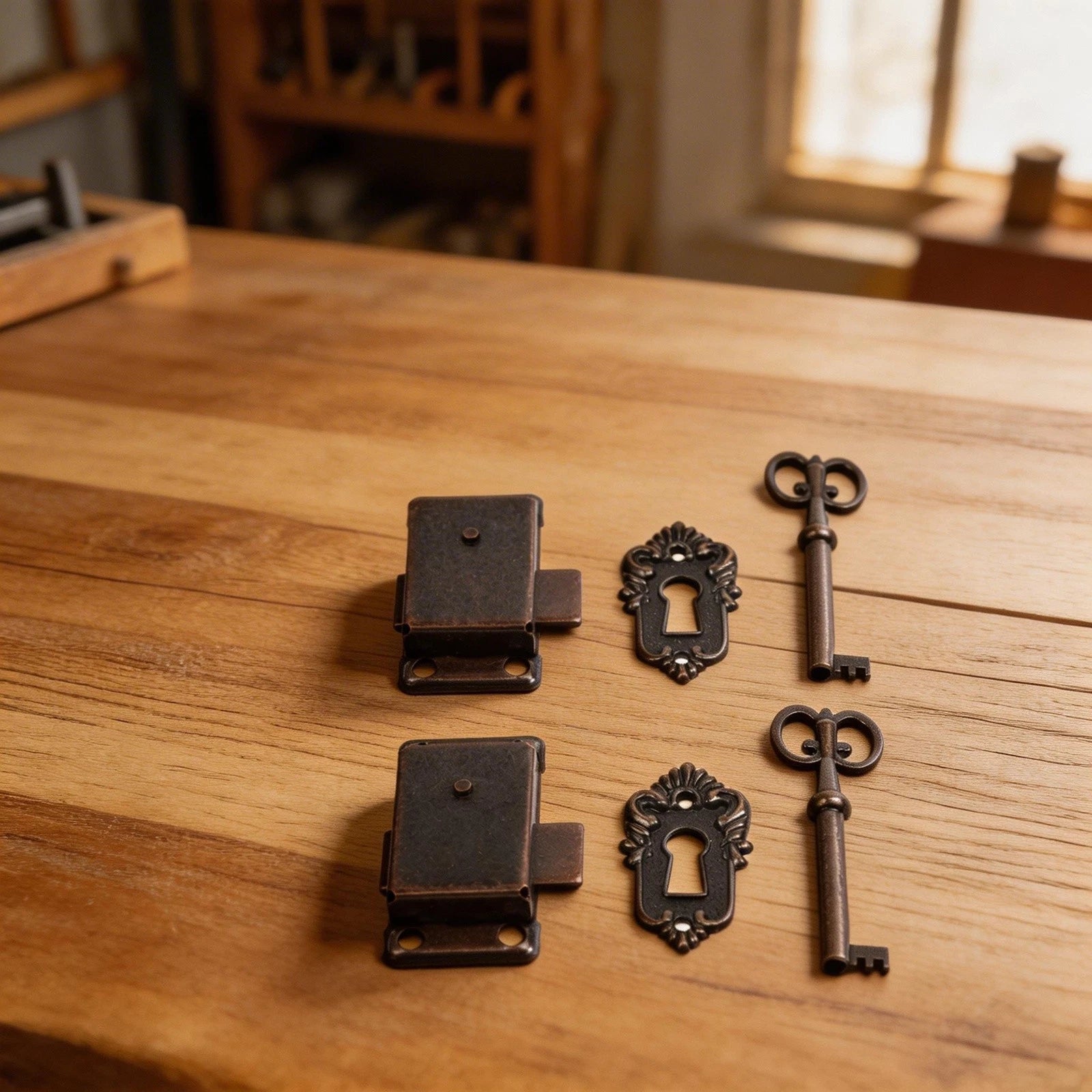 Drawer Lock with Key for Antique Small Box Cabinet (Matal+Zinc Alloy)