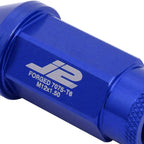 Set of 20 J2 7075 Forged Aluminum M12x1.5 Open-End Lug Nuts w/Adapter Blue