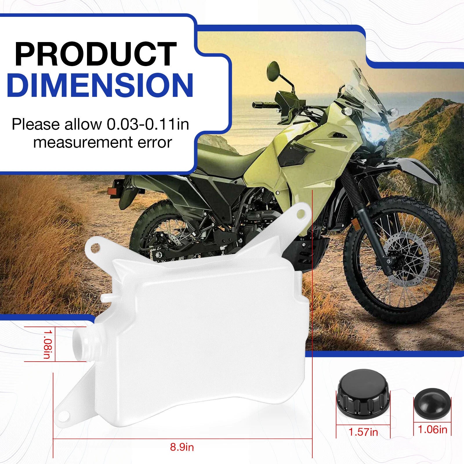 Radiator Reservoir & Cap Kit for Kawasaki KLR650 Tengai KL650B (1987–2010)