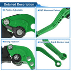 Adjustable Short Brake Clutch Levers 1 Pair for Suzuki SV650 (1999–2009) Green