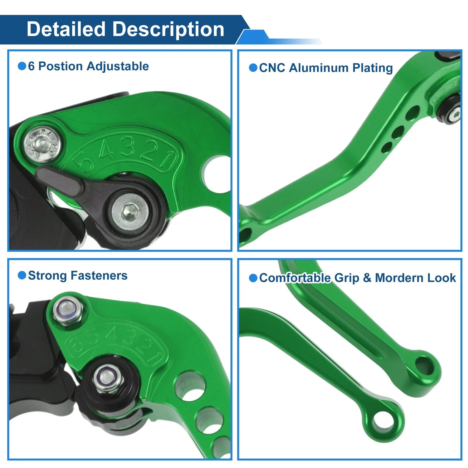 Adjustable Short Brake Clutch Levers 1 Pair for Suzuki SV650 (1999–2009) Green