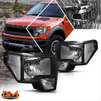 Set of 2 Black Housing Headlight Clear Side Corner Lamps for Ford F150 (2009–2014)