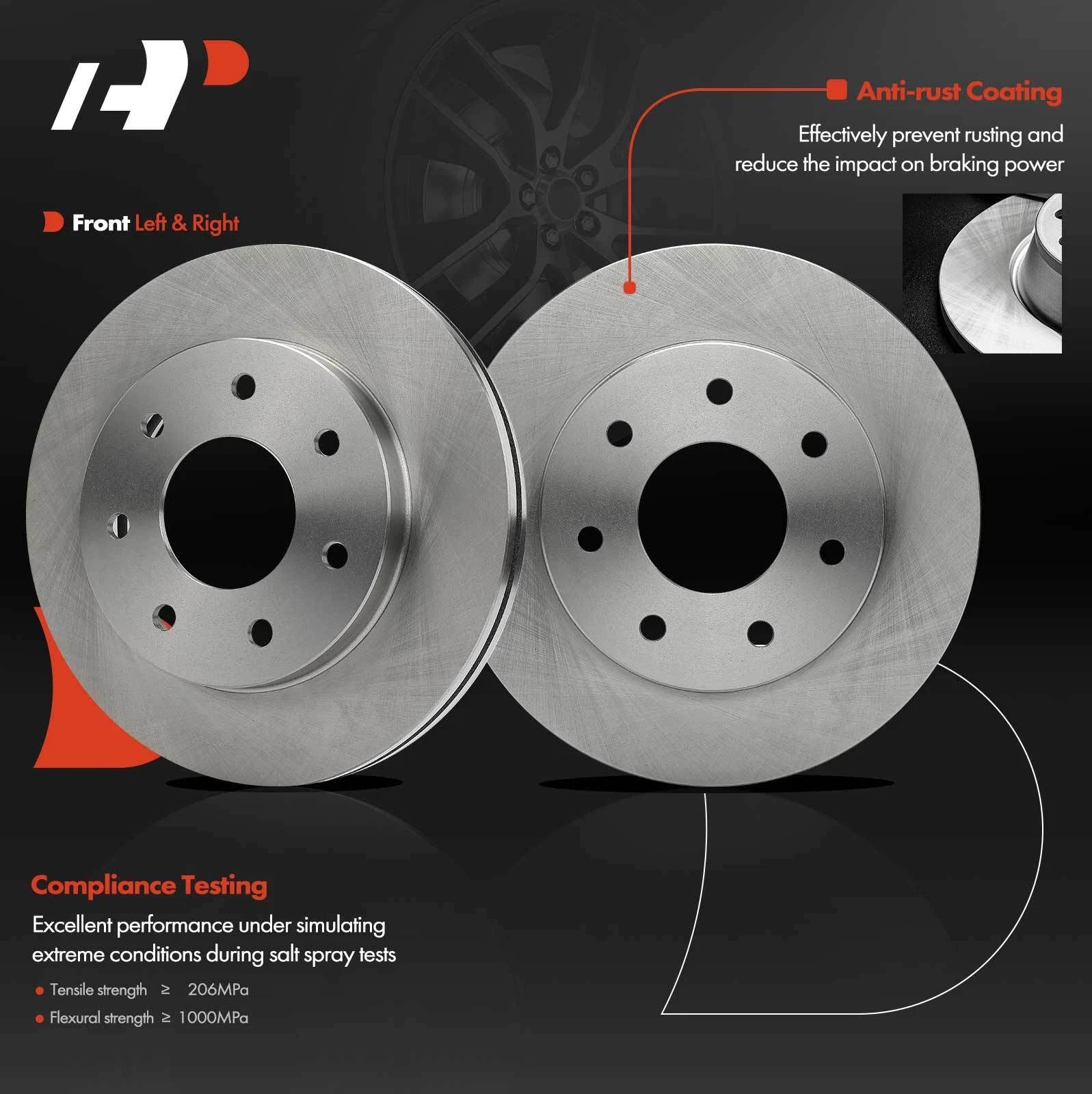 Front Disc Brake Rotors & Ceramic Pads for Ford F-150 (2004-2008)