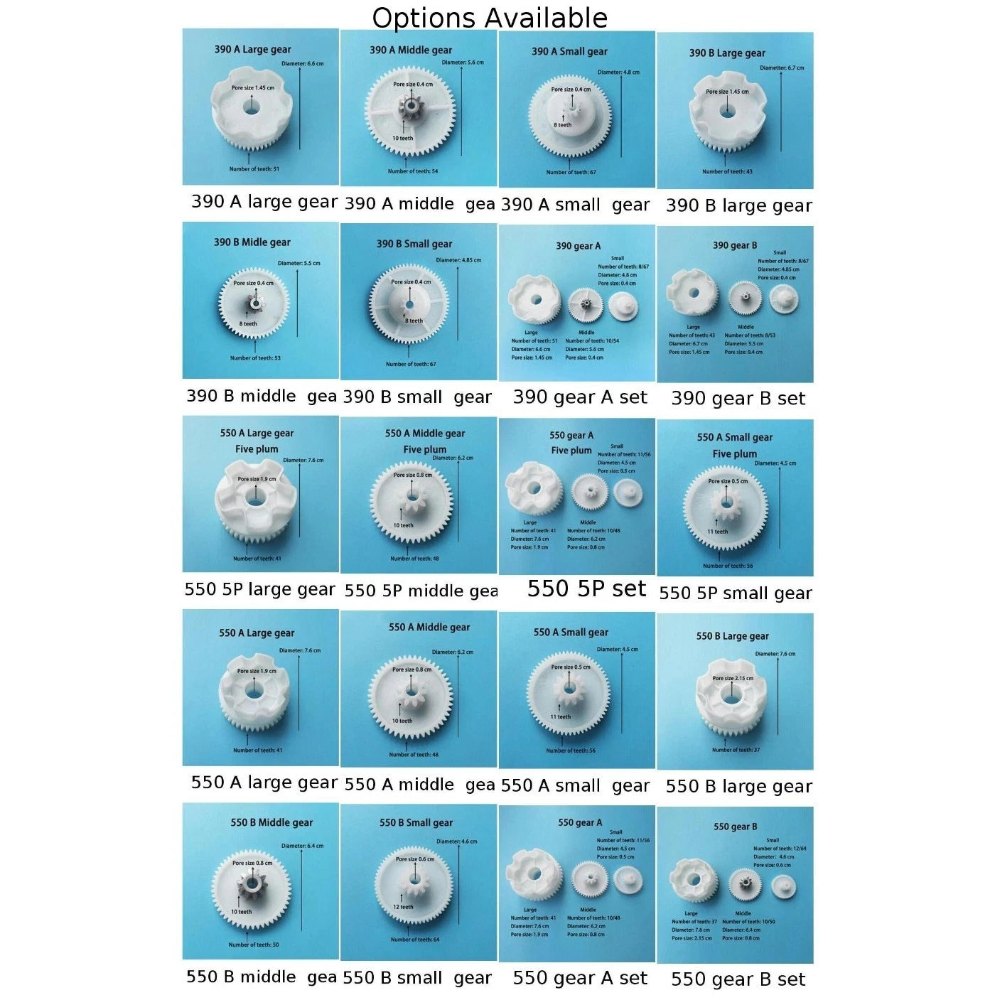 Electric Car Gear Set for 550 & 390 Motors