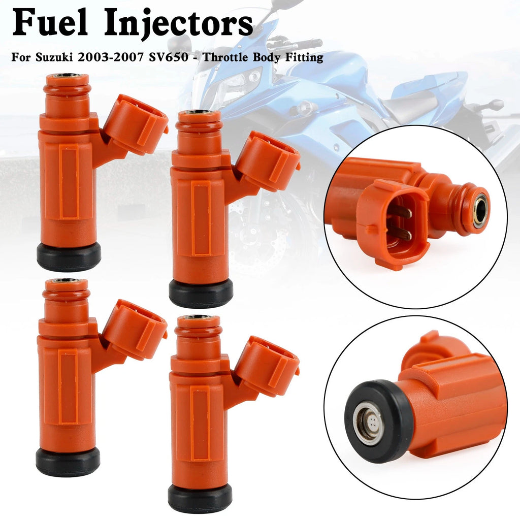 Set of 4 Fuel Injectors 15710-17G00 for Suzuki GSX-R600/750, Vstrom 650, SV650 (2003–2007)