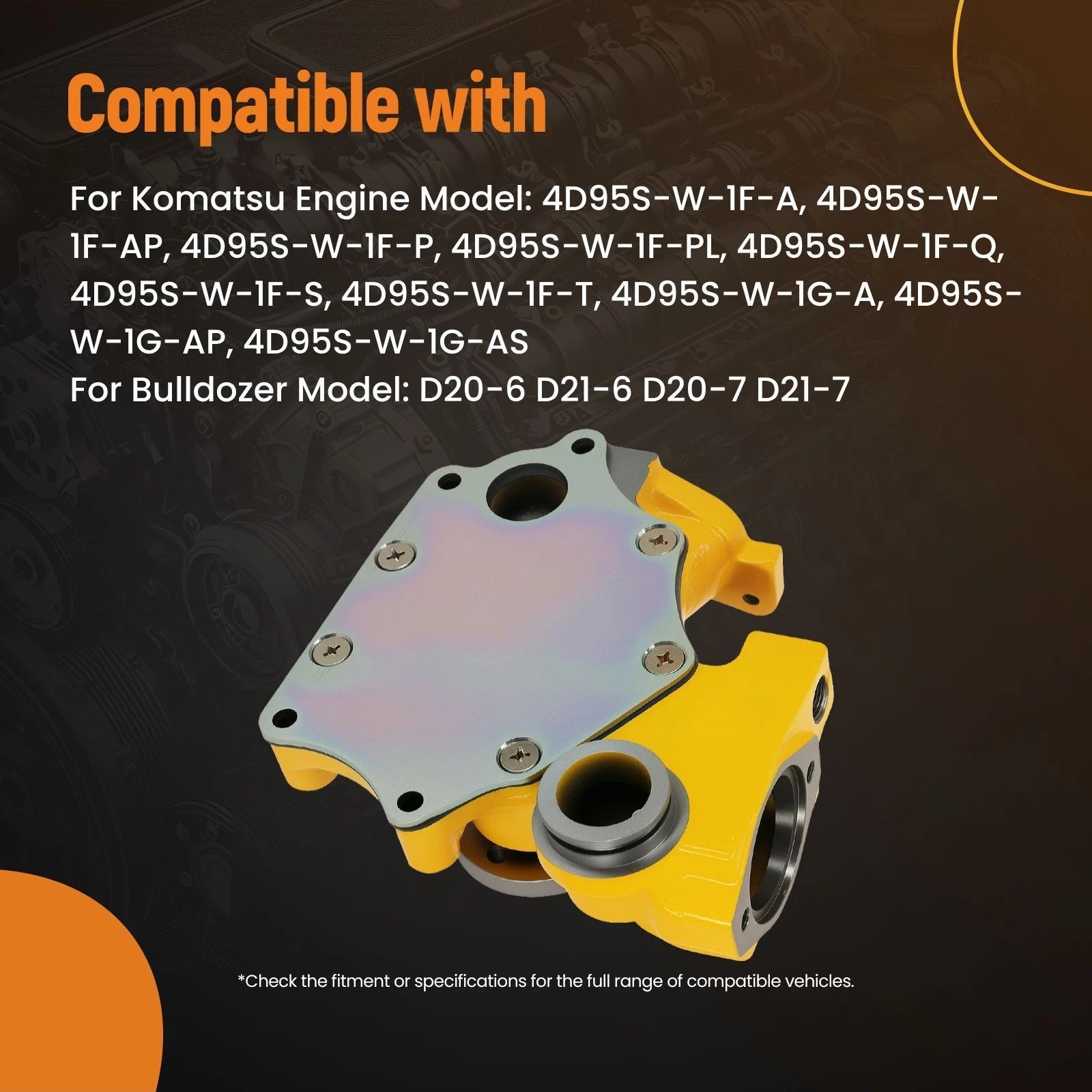 Cooling Water Pump for Komatsu Bulldozer D20-6 D21-6 (4D95S-W-1F-PL, 6204-61-1300)