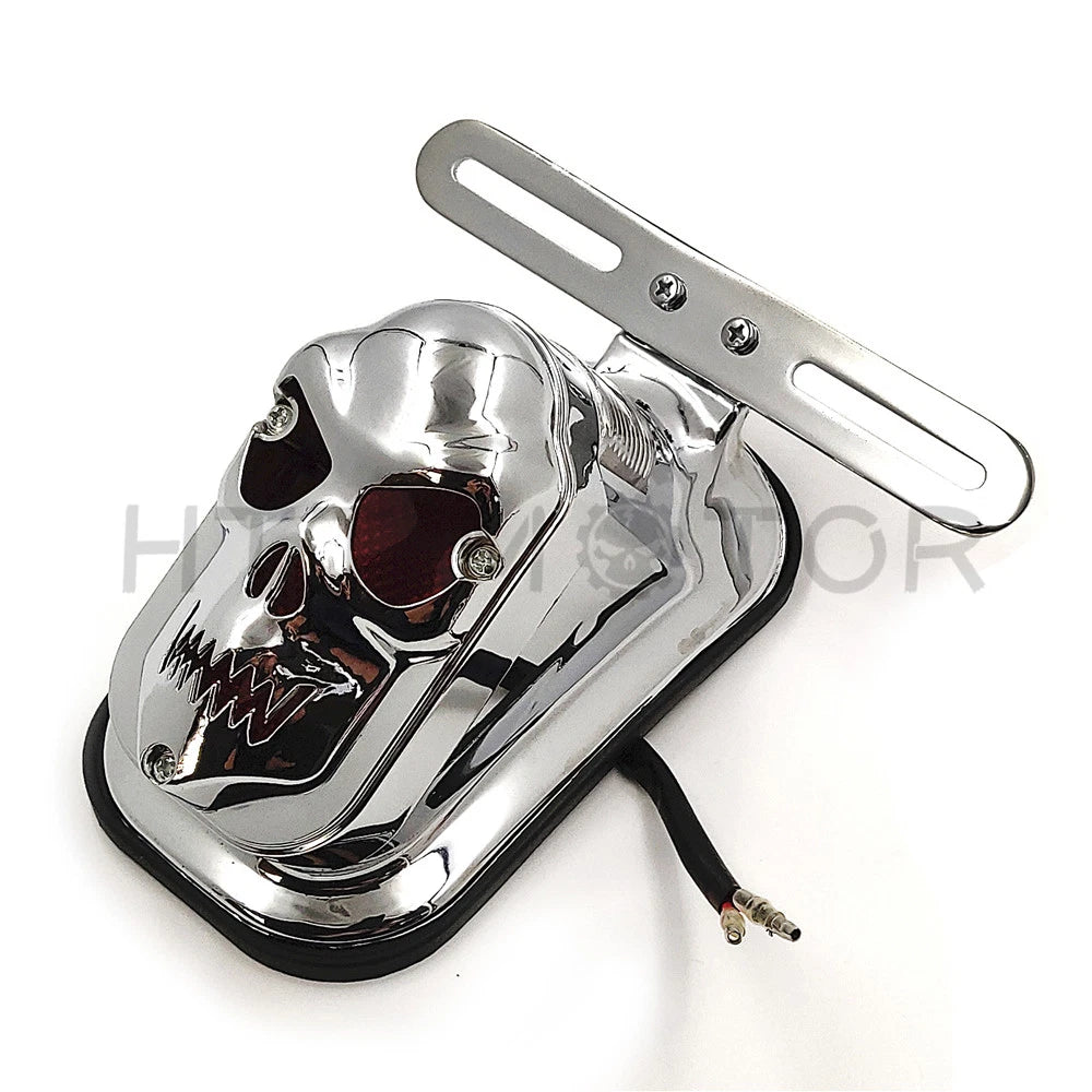 Chrome Metal Skull Brake Tail Light for Harley