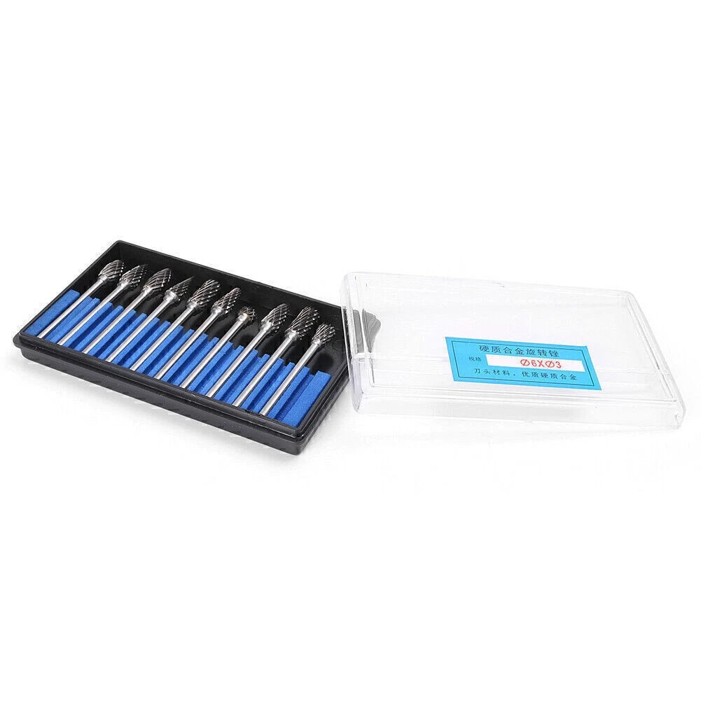 10pcs 6mm Tungsten Carbide Burrs for Rotary Drill Die Grinder