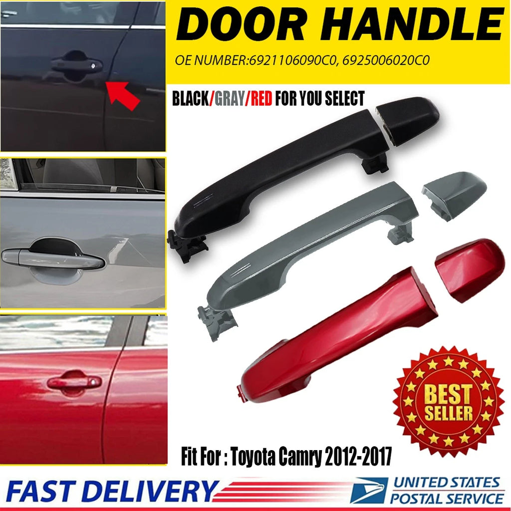 Set of 4 Exterior Door Handles for Toyota Camry (2012–2017) Black/Gray/Red