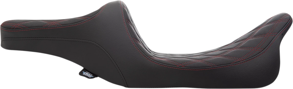 Predator III 2-Up Seat for Harley Davidson FL - Double Diamond, Red Thread