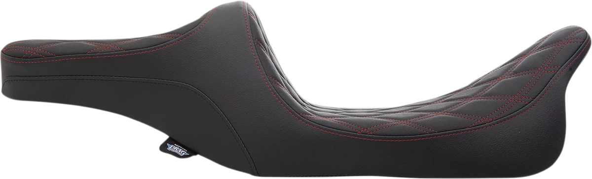 Predator III 2-Up Seat for Harley Davidson FL - Double Diamond, Red Thread