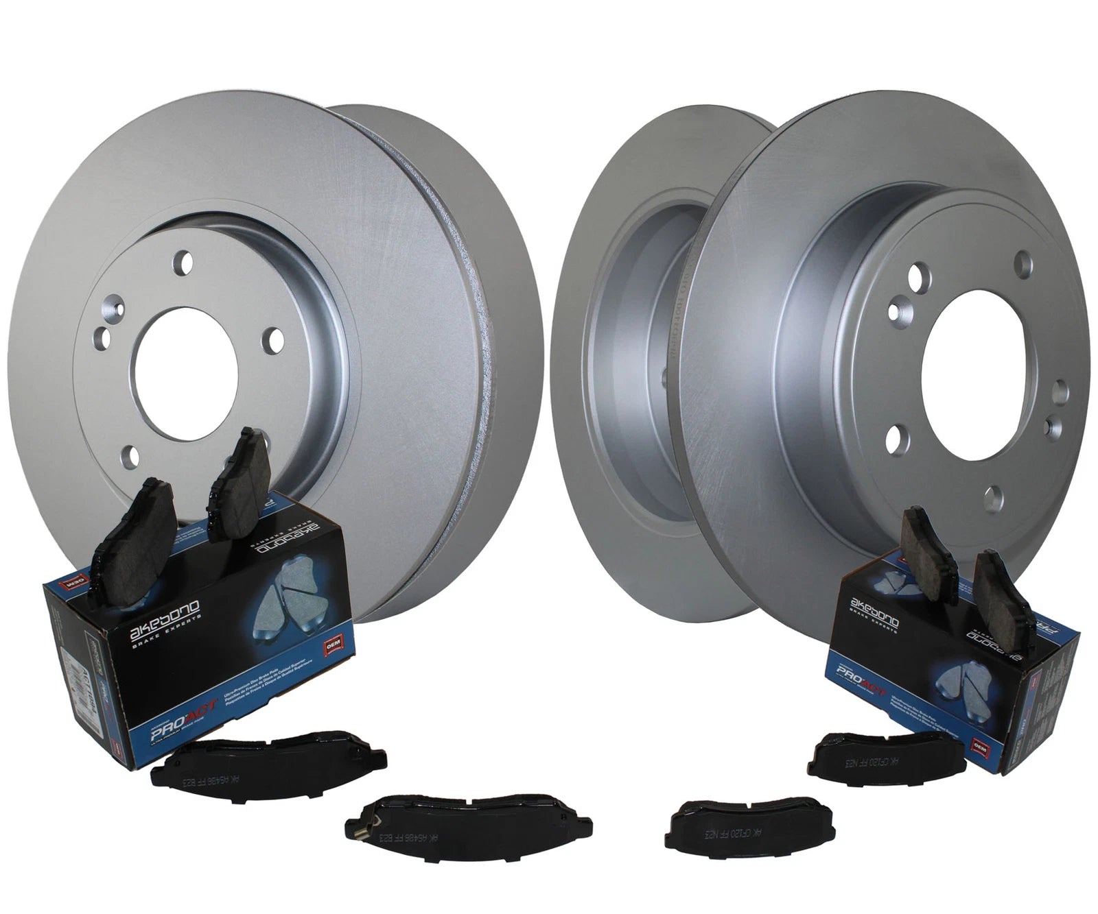 Front Rear Brake Kit Disc Rotors Akebono ProACT Ceramic Pads for Kia Forte5 (2014–2020)