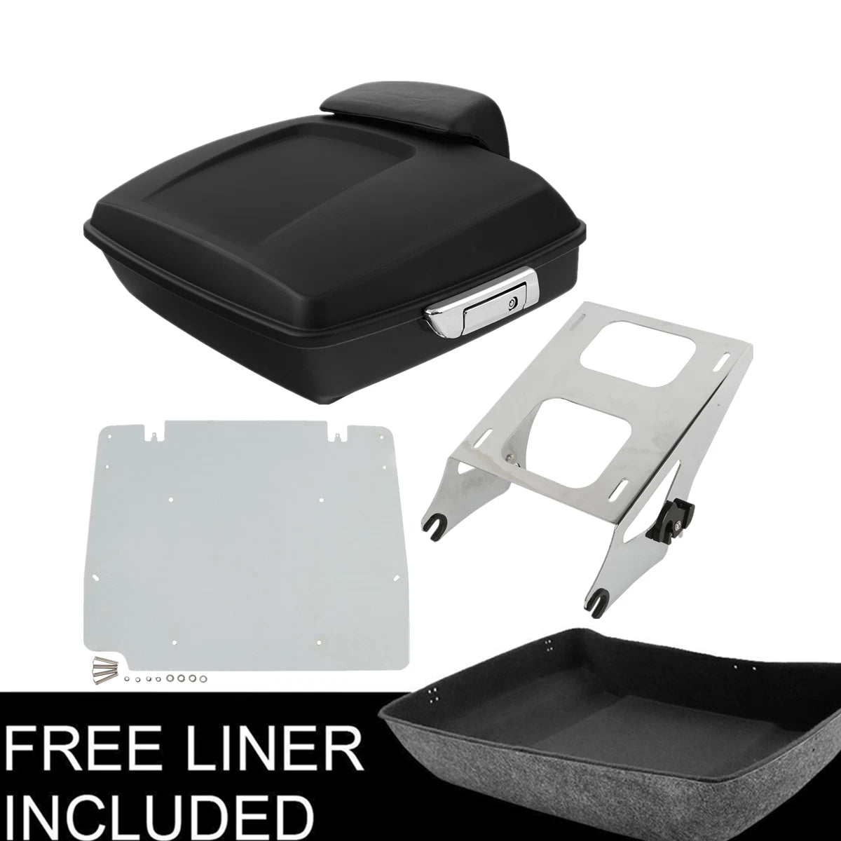 Chopped Trunk Backrest Pad Mount Rack Plate for Harley Road Glide (2014–2023)