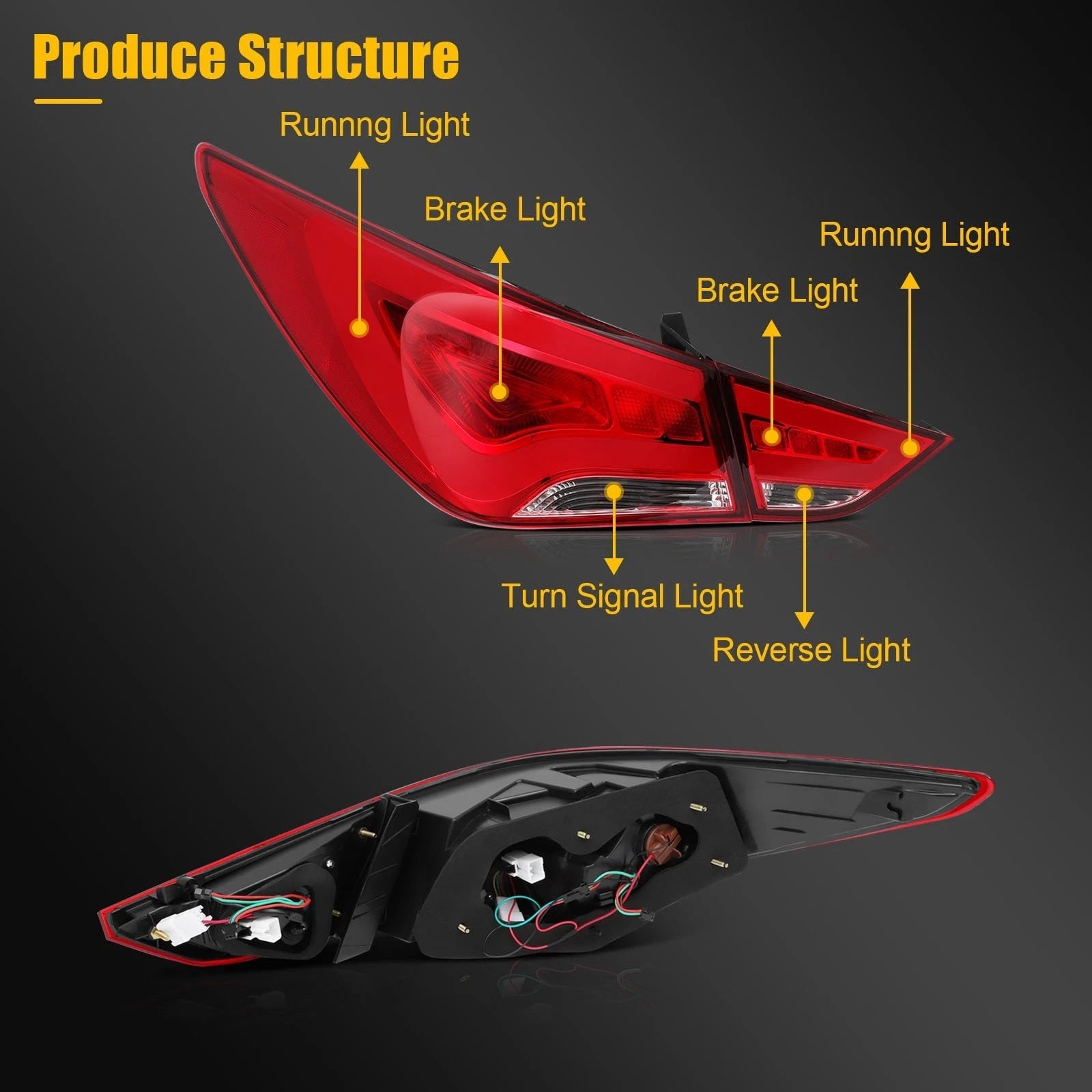 Pair LED Tail Lights Assembly for Hyundai Sonata (2011–2014)