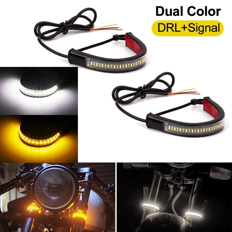 2X Switchback LED Daytime DRL/Turn Signal Light Strip for Motorcycle