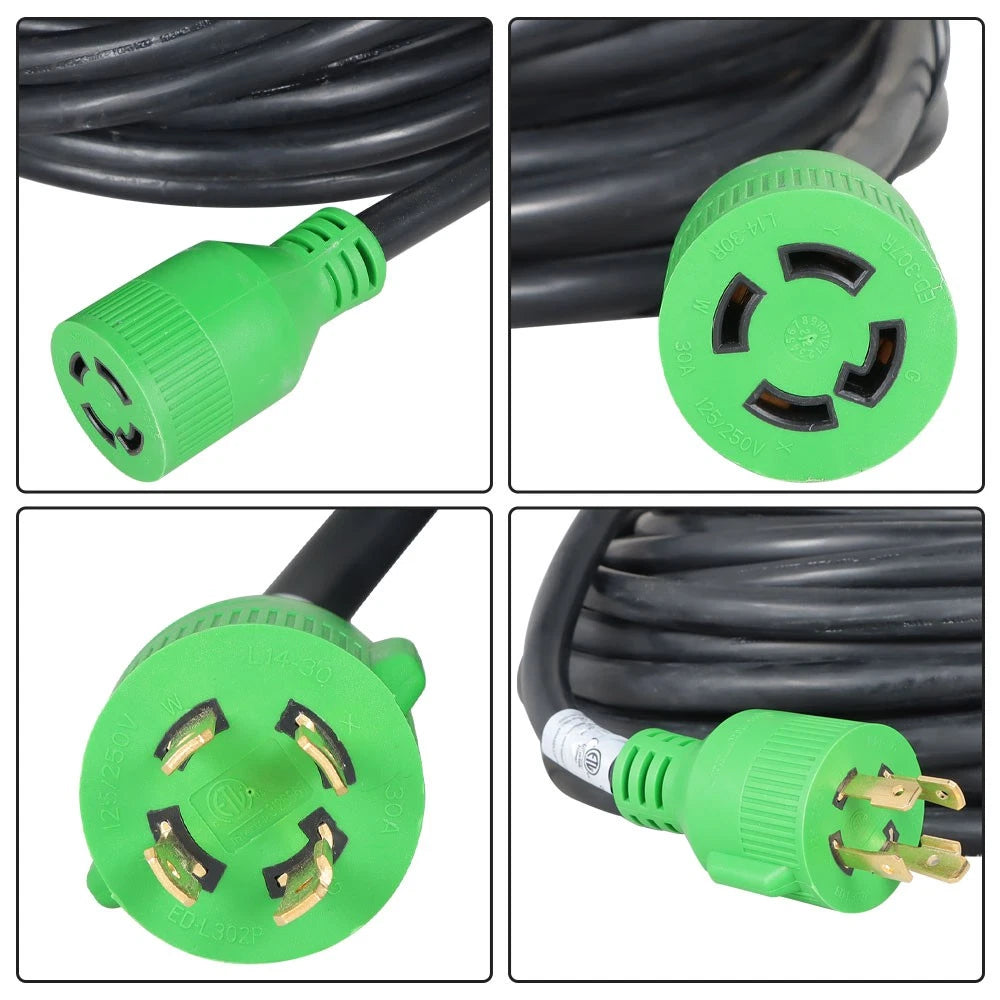 100 Ft Generator Extension Cord 4 Prong 30 Amp for Power Equipment