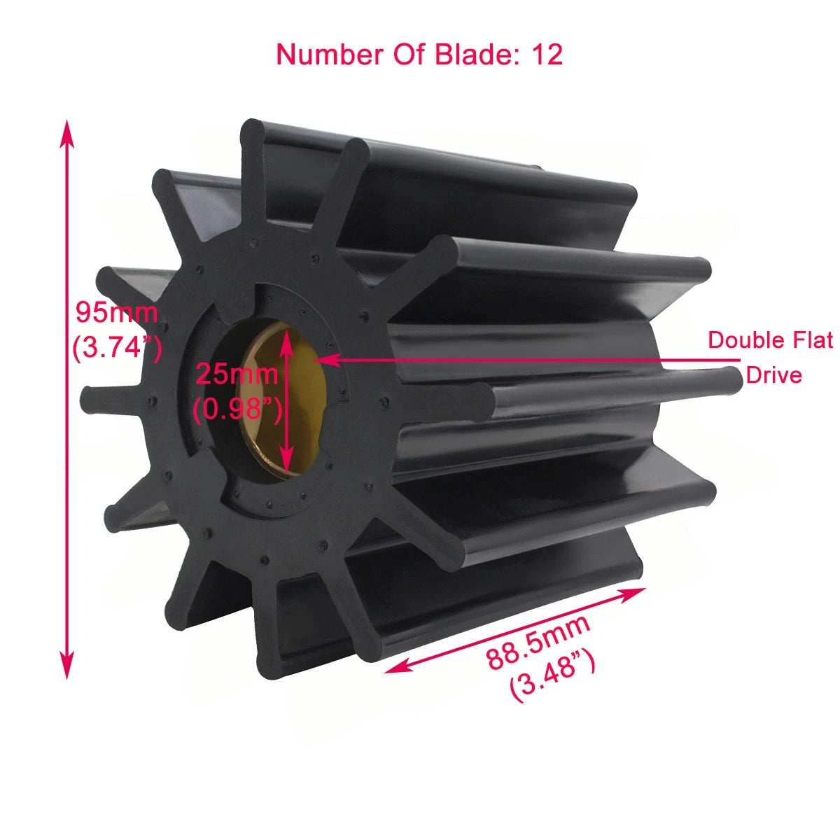 Jabsco 12 Blade Neoprene Impeller for Jabsco Pumps (17370-0001-P, 17370-0001)