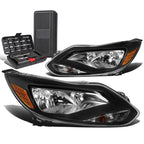 Pair of Black/Amber Side Headlights for Ford Focus (2012–2014)