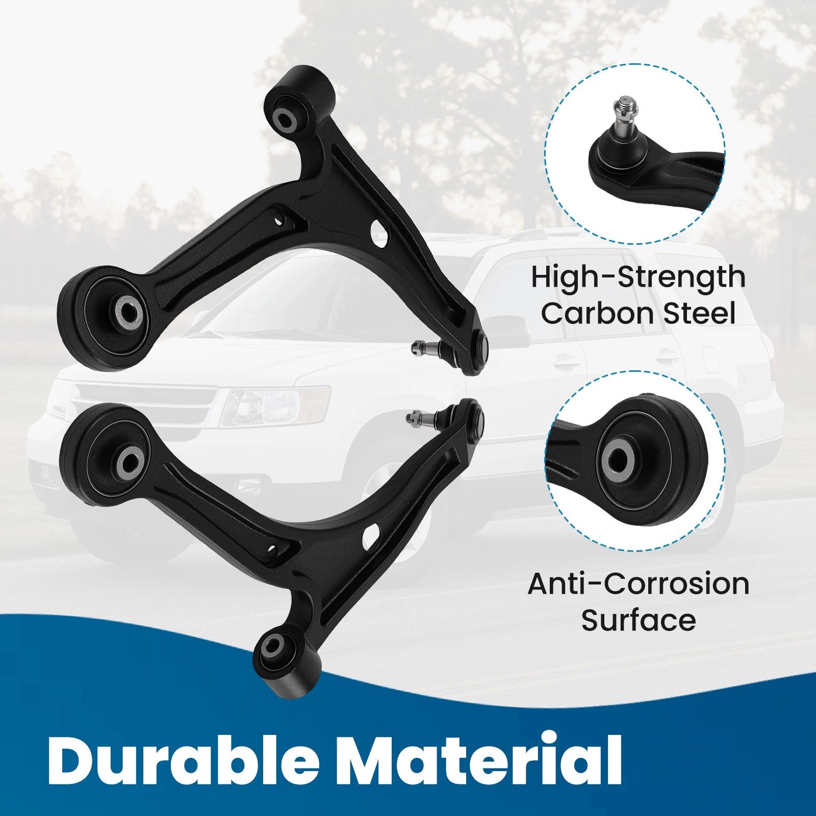 Set of 2 Front Lower Control Arms Sway Bars Tie Rods for Honda Pilot (2006–2008) Acura MDX