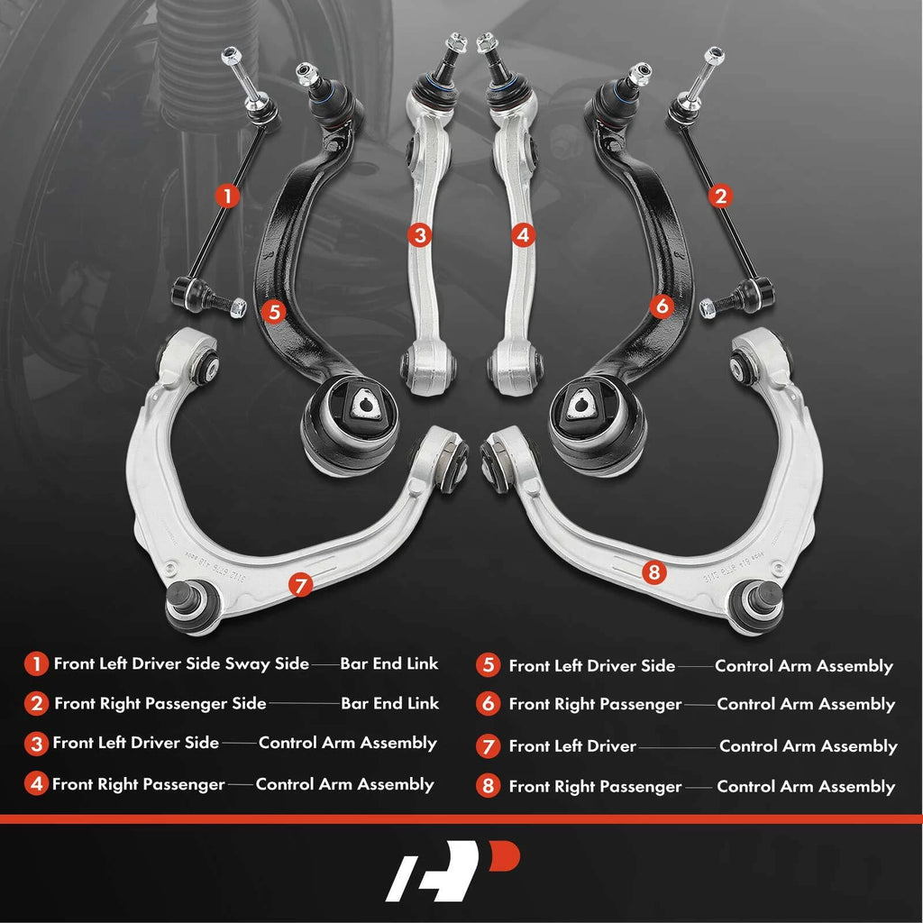 8X Front Control Arm with Ball Joint & Sway Bar Link for BMW X5 X6 (2007–2013)