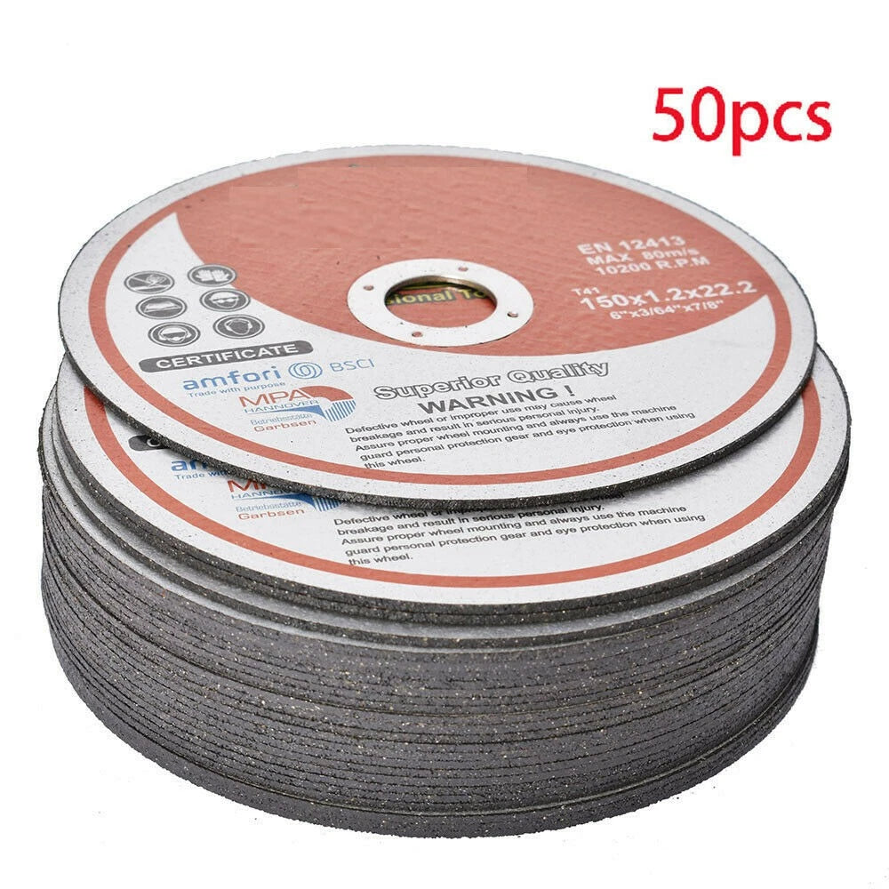 50 Pack Cutting Discs for Metal & Stainless Steel (6"x.045"x7/8")