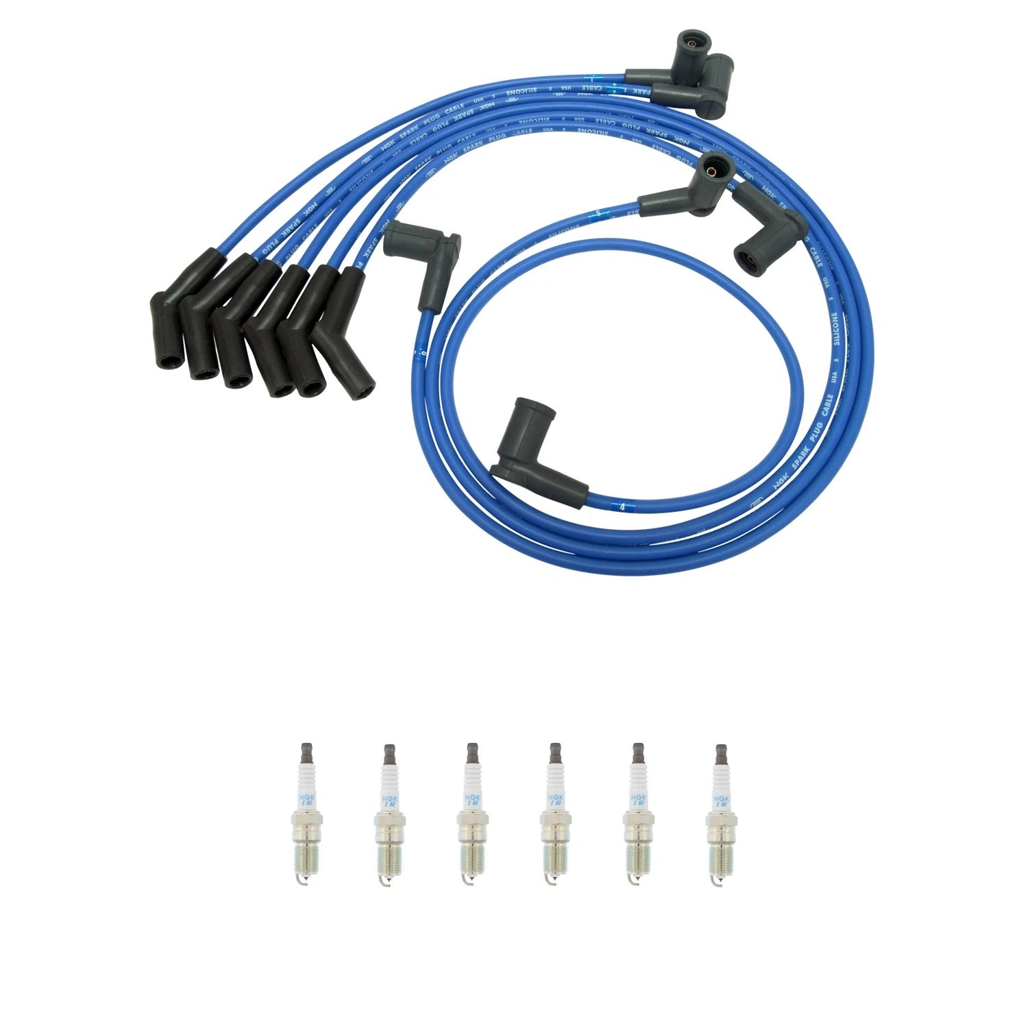NGK Wire Set & 6 Laser Iridium Spark Plugs for Ford Mustang (1994–2004)