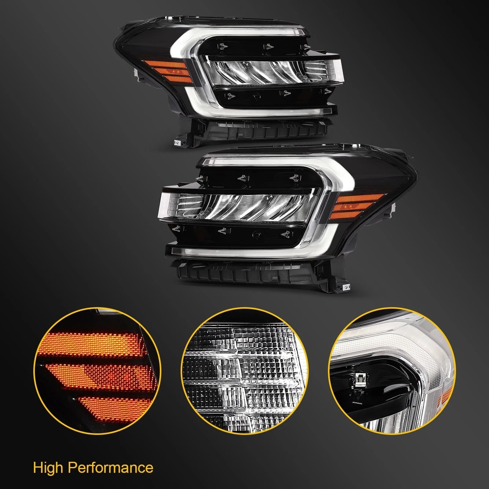 2X LED DRL Headlights for Ford Expedition (2022–2024) Black Housing