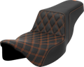 SADDLEMEN Step-Up Seat for Harley Davidson (2014–2023) - Extended Reach, Lattice Stitch