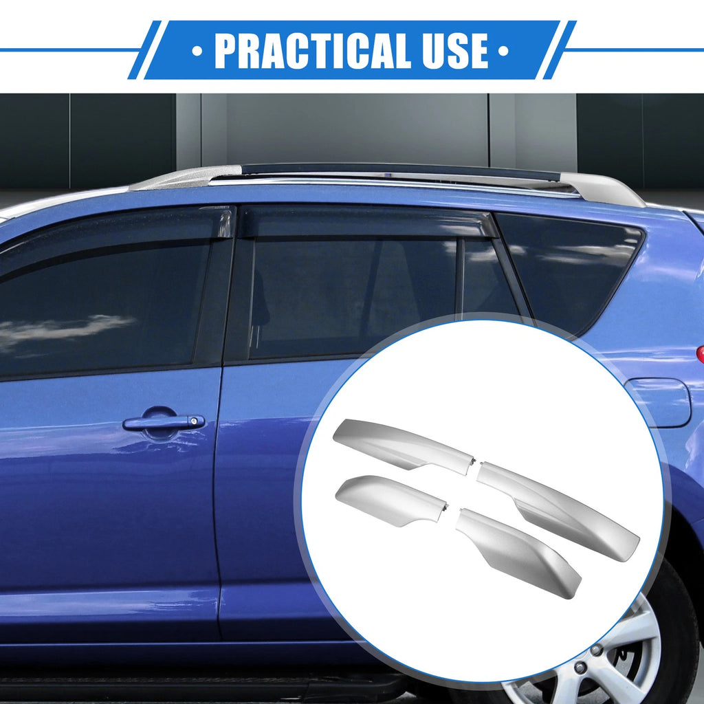 Set of 4 Roof Rack Side Rails End Covers for Toyota RAV4 (2006–2012) Silver