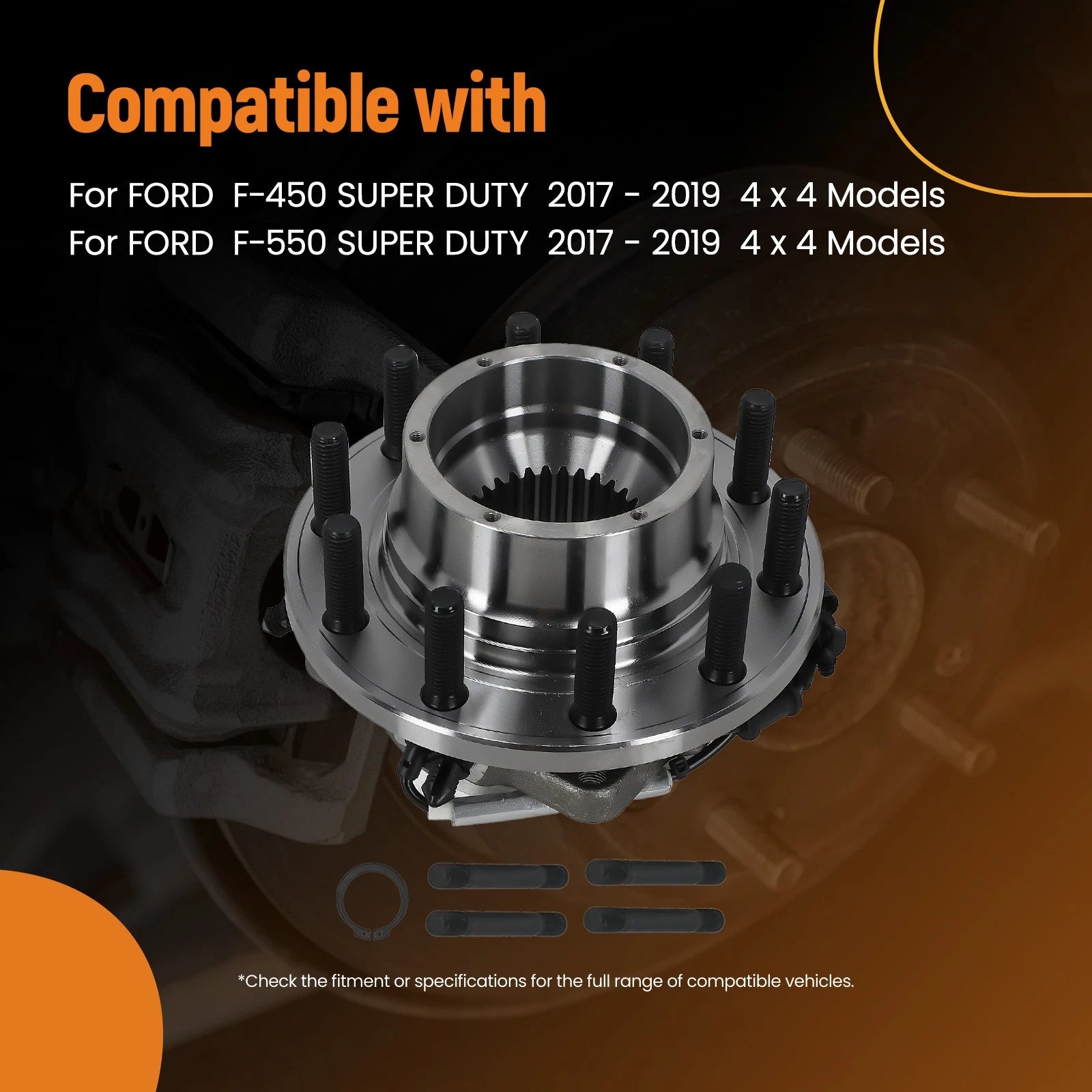 Front 10 Lug Wheel Hub Bearing Kit for Ford F-450/F-550 4x4 (2017–2019) 515184