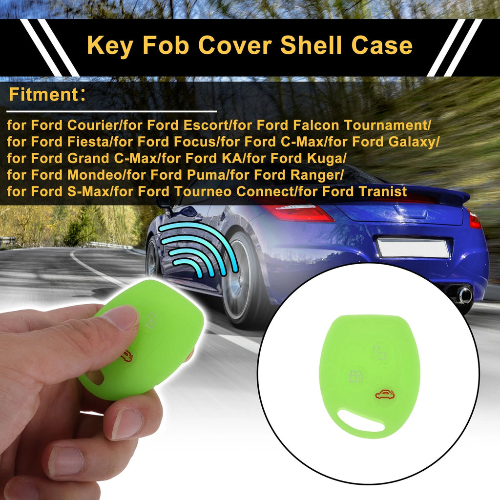 Light Blue Glow Car Key Case for Ford Courier (2016–2022) - 3 Buttons