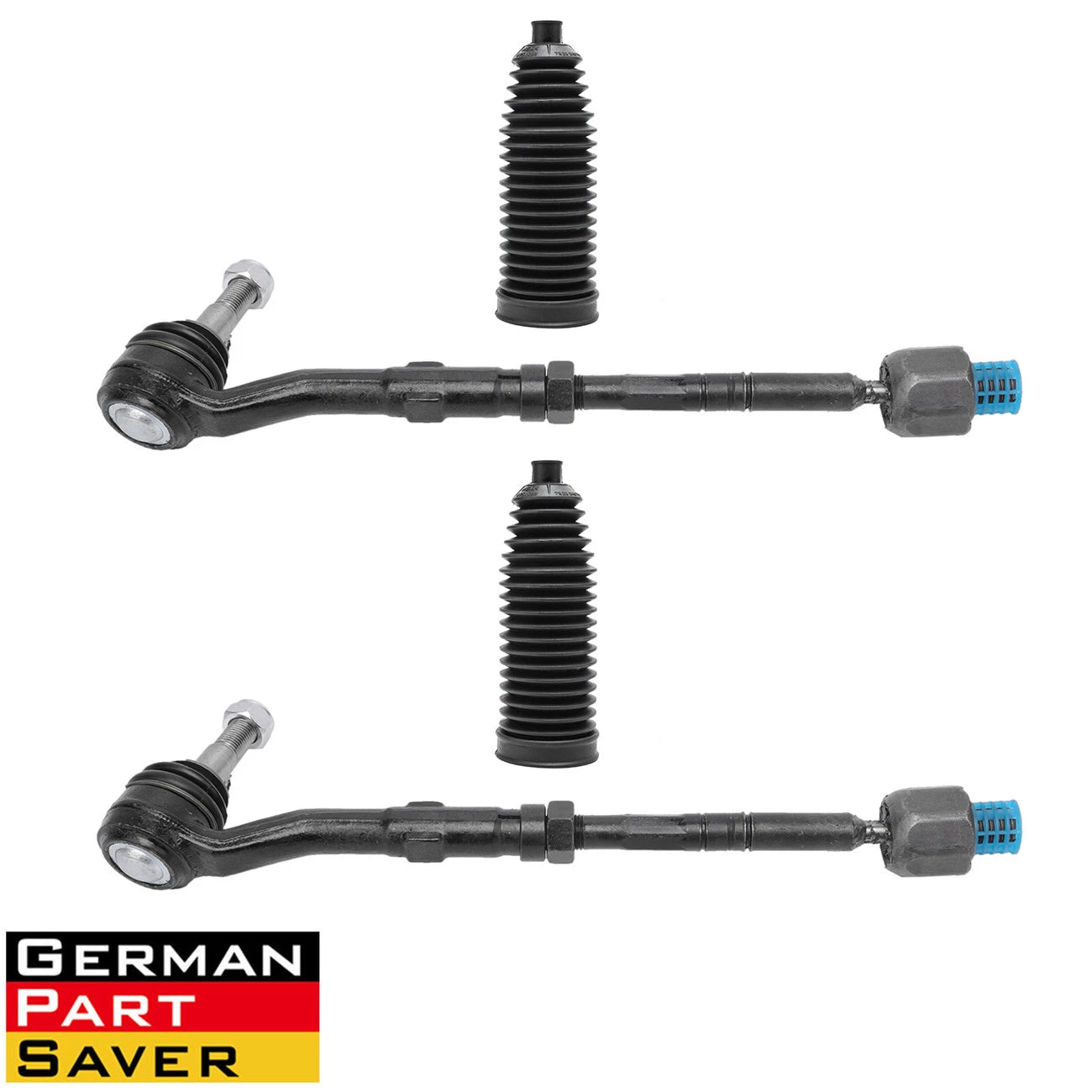 Set of 4 Inner & Outer Tie Rods with Steering Rack Boot Kit for BMW E60 (2008-2010)