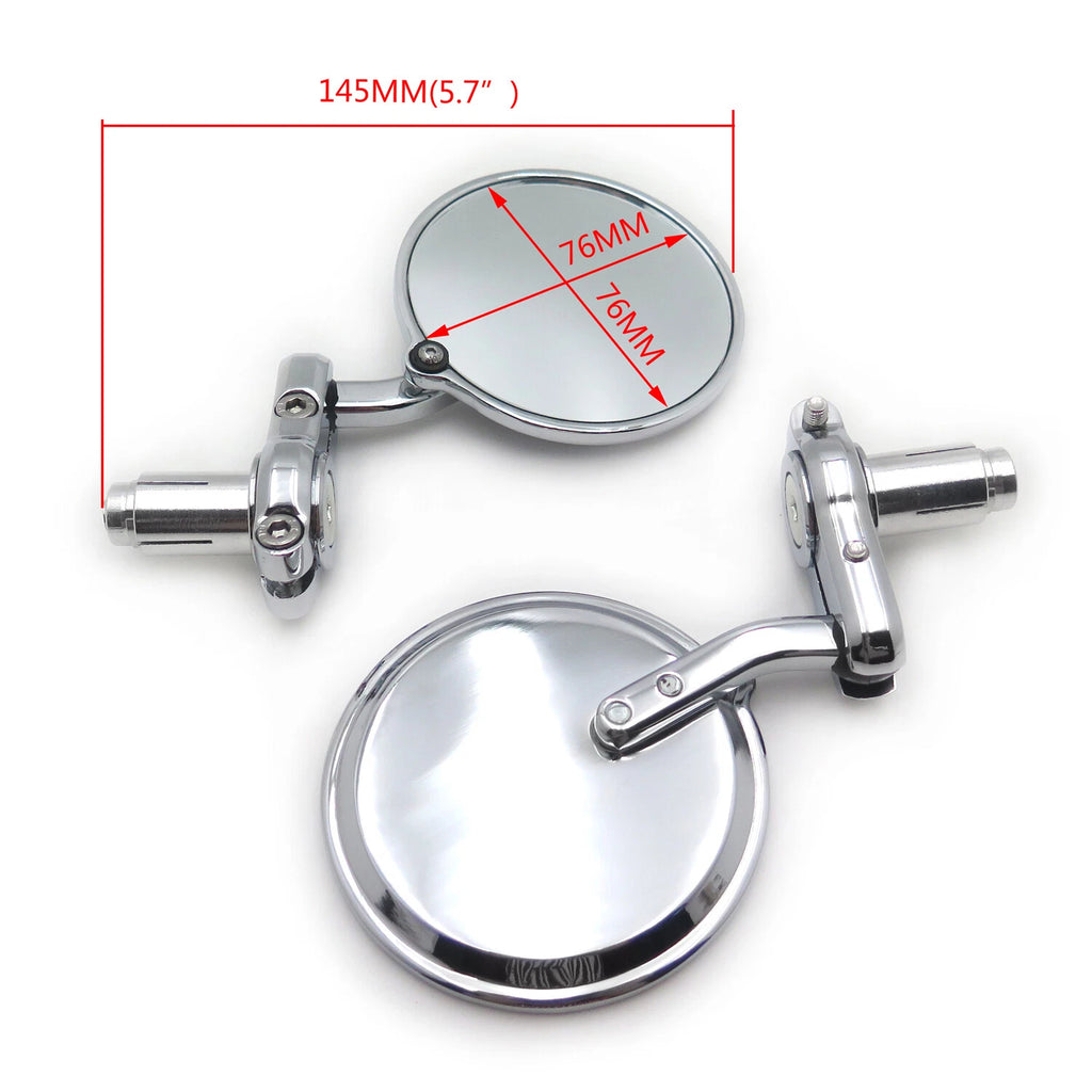Chrome Foldable 1" 25mm Handle Bar End Side Mirrors for Universal Motorcycle